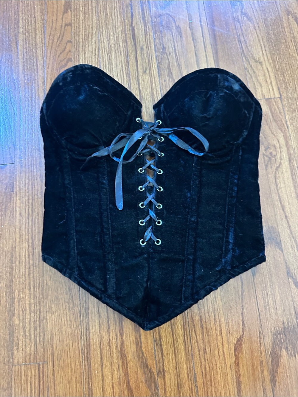 Black Velvet Lace-Up Corset/Bustier Top